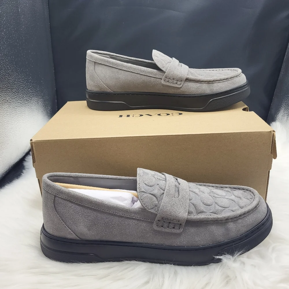 Coach Men's Gray Suede Loafers - Picture 3 of 9